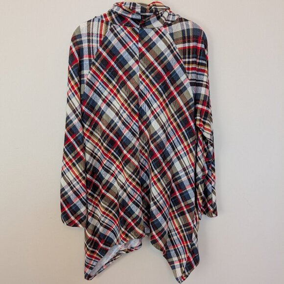 Robert Louis plaid tunic cowl neck handkerchief hem patch pockets EUC Large - Picture 5 of 10